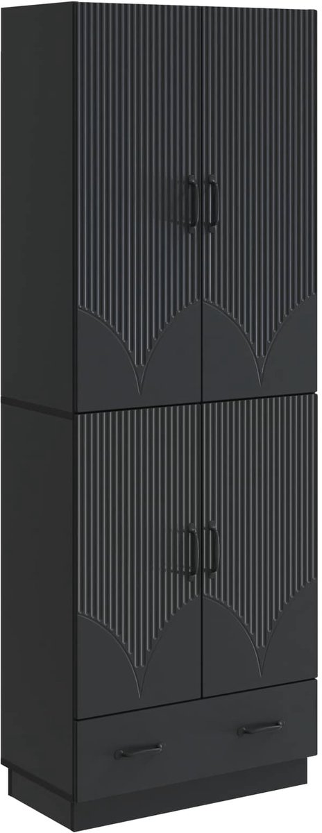 vidaXL Kast - Set - 2 - st - Zwart - Bewerkt - hout