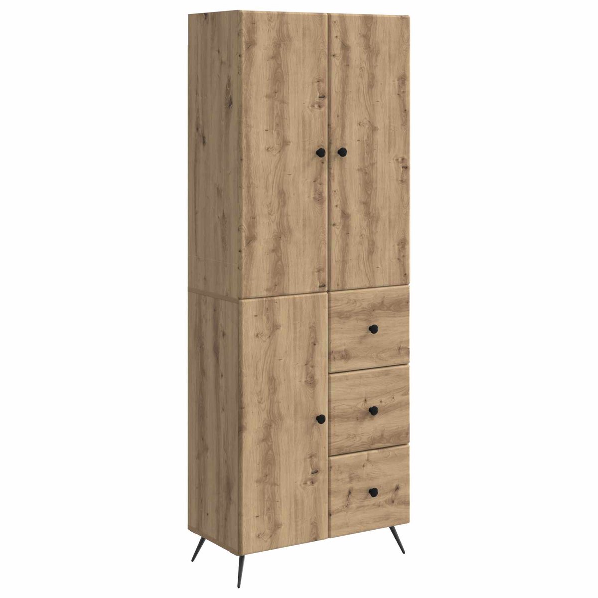 vidaXL Kast - Set - 2 - st - Artisanaal - eiken - Bewerkt - hout Artisanaal eiken