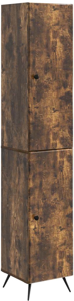 vidaXL Kast - Set - 2 - st - Gerookt - eiken - Bewerkt - hout Gerookt eiken
