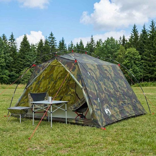 vidaXL - Tunneltent - Camouflage - 4-persoons - 185T - Polyester - met - PU - Coating van Vidaxl — afbeelding 4