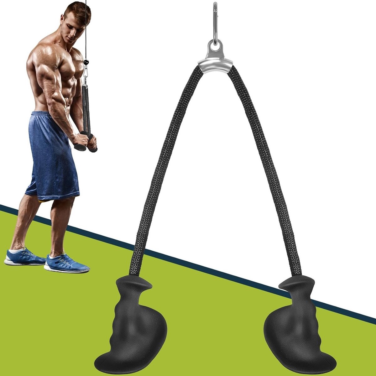 Ergonomische triceps touw voor LAT pull-down, niet-slip rubber grip, ideaal voor spiertraining en fitnessoefeningen