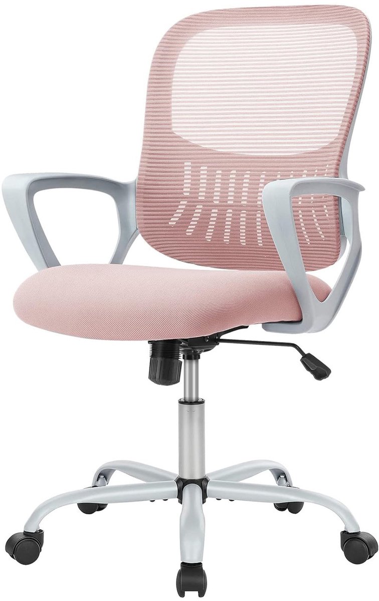 Ergonomische Bureaustoel - Mesh Office Chair - In Hoogte Verstelbaar - Vaste Armleuningen - 113 kg Draagvermogen