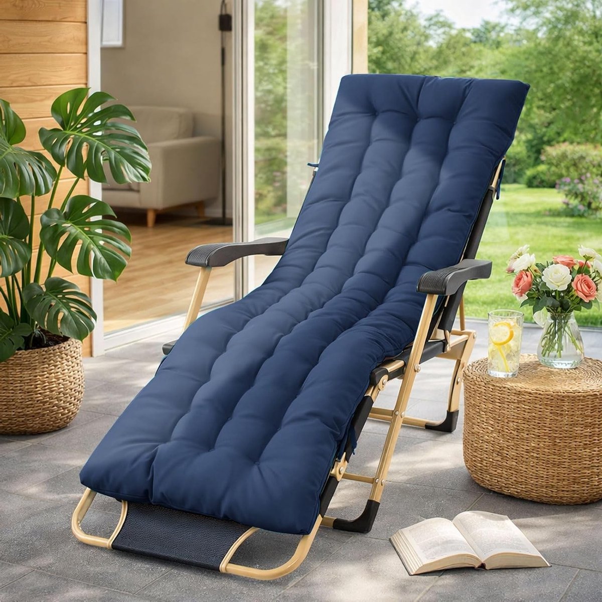 Zitkussen voor Tuinstoel 170 x 50 x 10 cm, Waterdichte Mat voor Ligbed, Balkon en Terras -