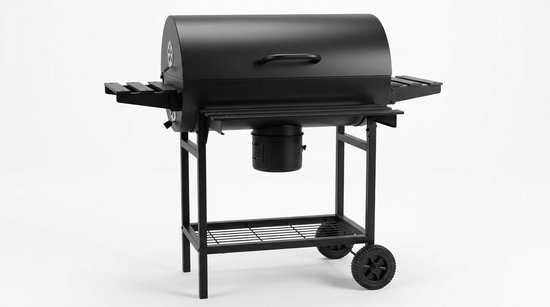 Houtskool Barbecue Grillwagen XXL - House&Garden Premium BBQ met Deksel, Thermometer, XXL Grillrooster (70x35 cm), Kippengrill, Aslade, Ventilatiesysteem, Zijplank, Wielen & Opbergruimte - Roestvrij Staal Outdoor Tuinbarbecue Zwart — afbeelding 4