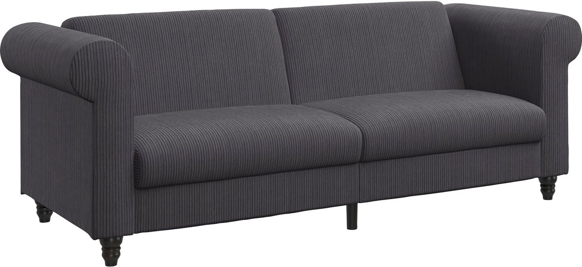 Notio Living Felix II 3-Zits Slaapbank met Uitschuifbaar Bed - Antraciet Cord & Microvezel - 236 cm - Antraciet Stof