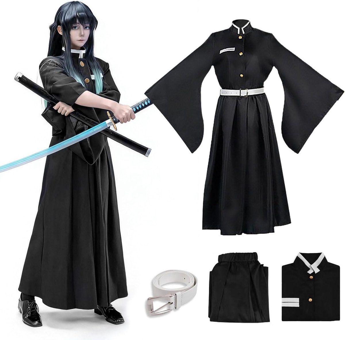 Anime Kostuum voor Giyuu, Shinobu, Mitsuri, Muichirou, Tanjiro, Nezuko en Zenitsu - Cosplay Kimono voor Carnaval, Halloween en Anime Conventies