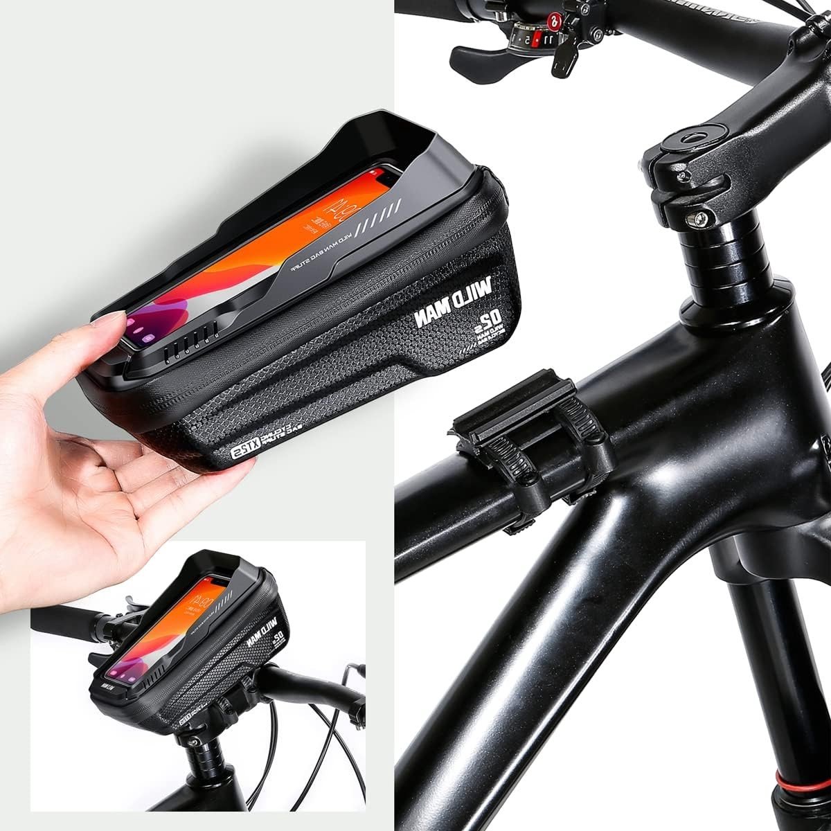 Waterdichte Fietsframe Tas met Telefoonhouder, Ideaal voor Fietsen, Fietstocht en Smartphone Opslag voor iPhone 14 13 12 11 Pro Max XS XR
