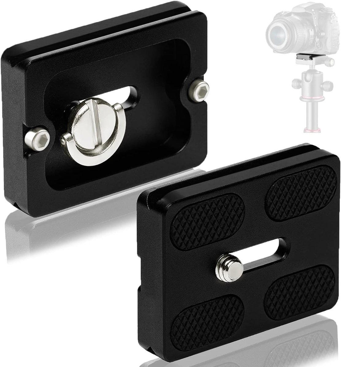 Quick Release Plate met 1/4 inch Camera Connector voor Statief en Balhoofd - 2 Stuks voor Stabiliteit en Gemak