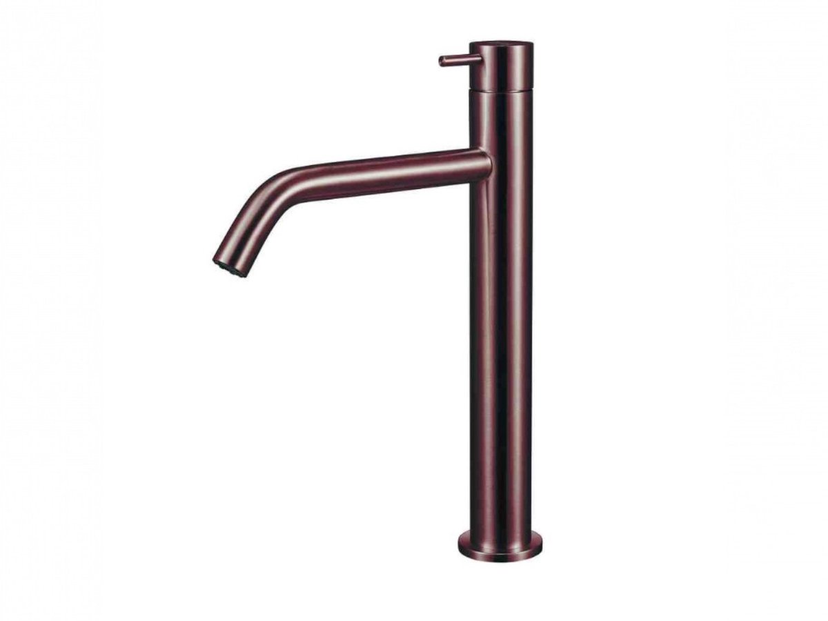 Qisani Flow verhoogde opbouw wastafelkraan 28.5cm hoog met 17.5cm uitloop Geborsteld PVD Copper (koper)