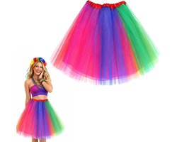 Kleurige Tutu Rok voor Vrouwen, Regenboog Kostuum voor Carnaval, Feest, Retro 80s en Fancy Dress met Laagjes Tulle
