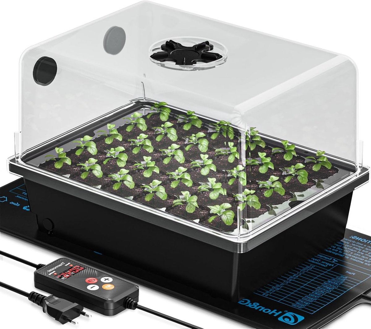 Groene Kweekkas met Plantlamp, Verwarmingsmat met Thermostaat en Mini Kweekset voor Plante