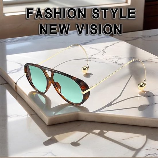 Luxe Aviator Zonnebril - 2 Stuks - Retro Pilotenbril met Unieke Druppel Pootjes - Oversized Festival Bril - Piloten Zonnebril - Sunglasses - Gepolariseerde - UV400 Bescherming - Unisex - Oranje & Blauw Glazen - Stijlvolle Aviator Bril - SOLLBRY® van Luxe — afbeelding 3