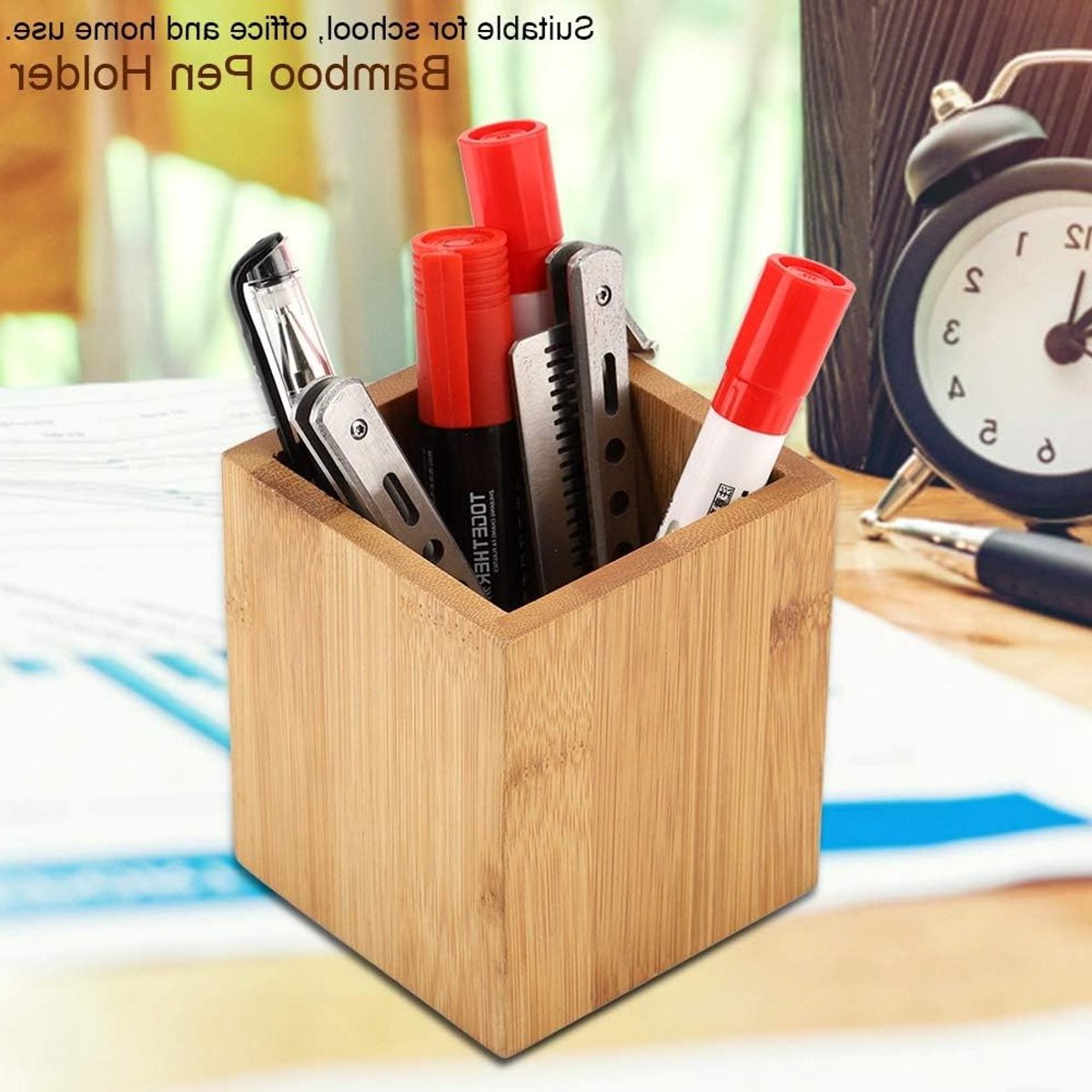 Bamboe Pennenhouder voor Kantoor en School - Organiseer Potloden, Bureau Accessoires en Stationery voor een Nettere Werkplek — cadeau in Wonen & Interieur - foto 6