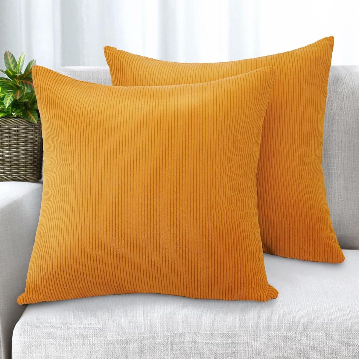 Katoenen Corduroy Kussenhoes 45 x 45 cm, Decoratieve Kussenhoezen voor Bank en Slaapkamer, Zachte Kussens voor Kerst en Interieurdecoratie