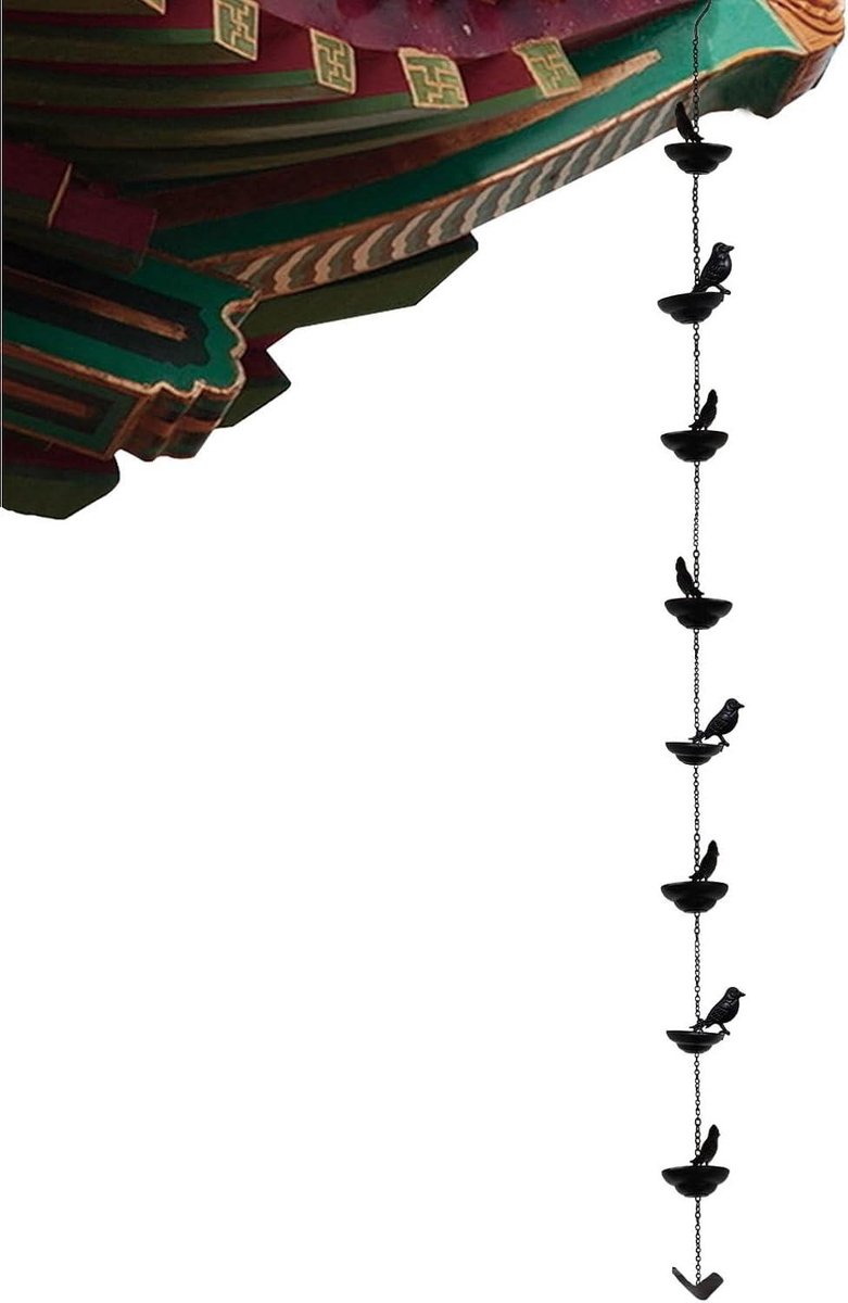 Regenketting - Vogeldecoratie - Waterafvoer Tuin - Decoratief Metaal - 100 cm - Brons