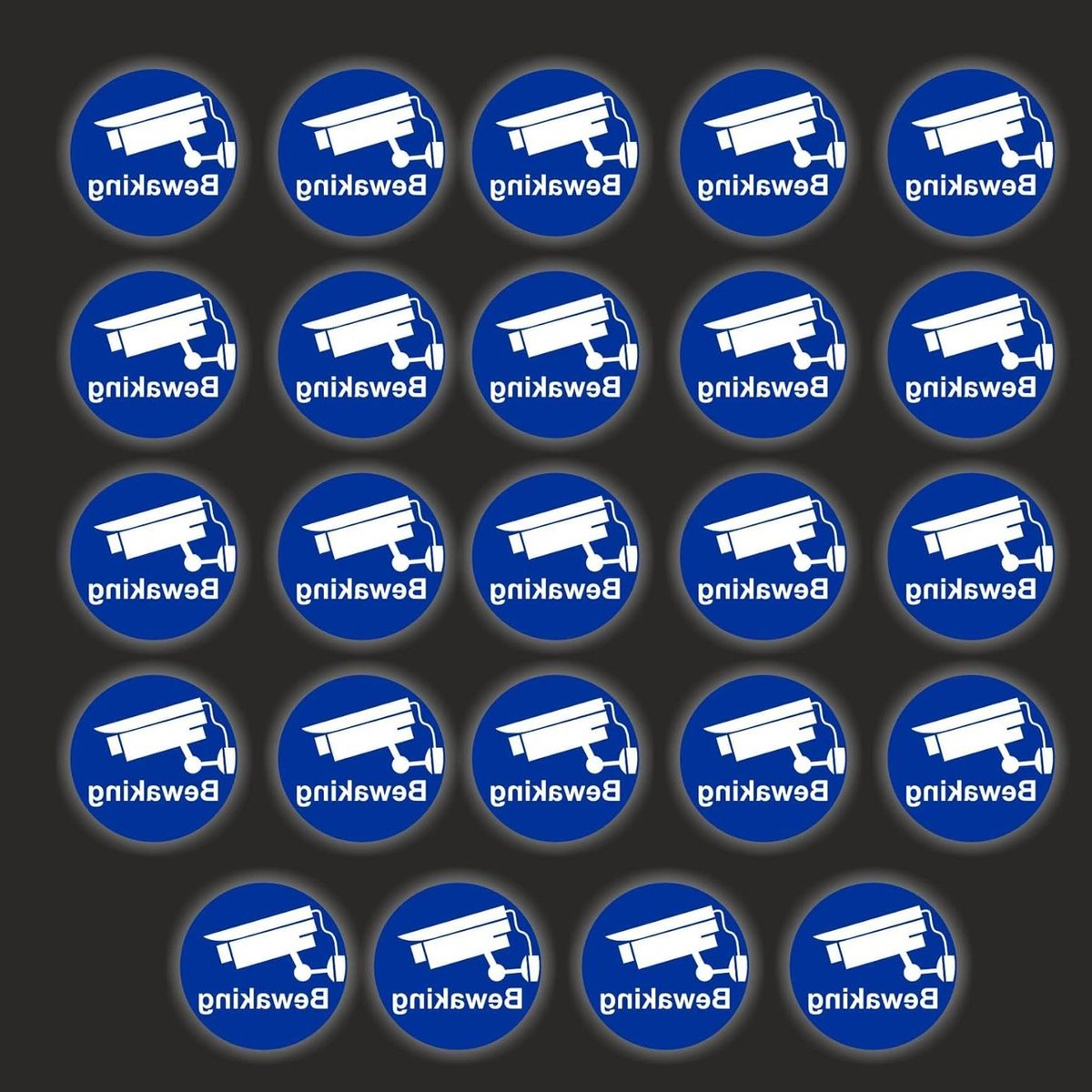 Bewakingsstickers Set - Waarschuwingsstickers Cameratoezicht - Intimidatie Bezoekers - Transparante Beschermlaag - 24 Stuks - Zwart