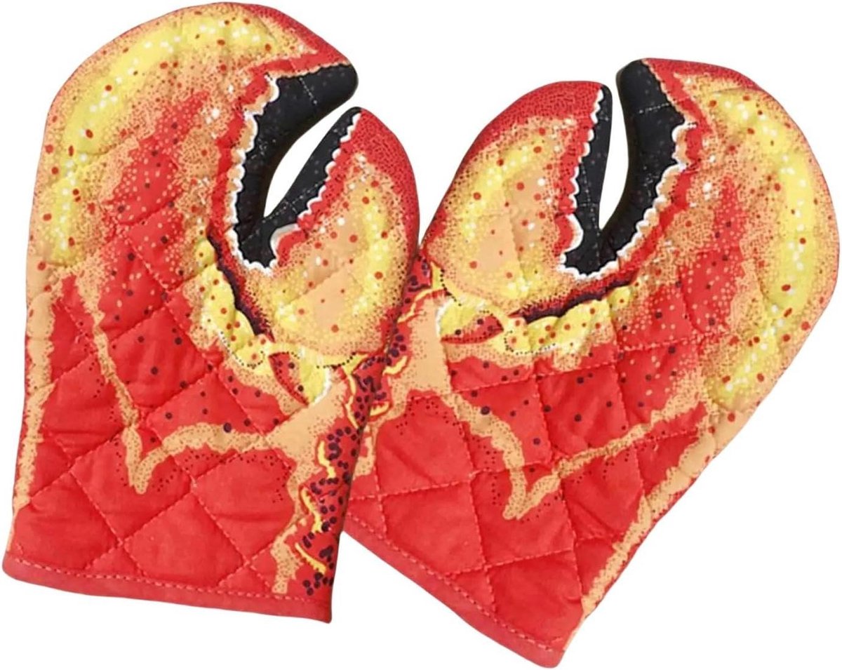 Ovenwanten - Keukenhandschoenen - Koken en Bakken - Hittebestendig Katoen - 16x25cm - Rood