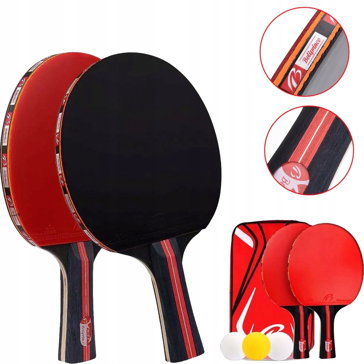 Pingpongtafeltennisset: 2 Batjes, 3 Ballen & Tas