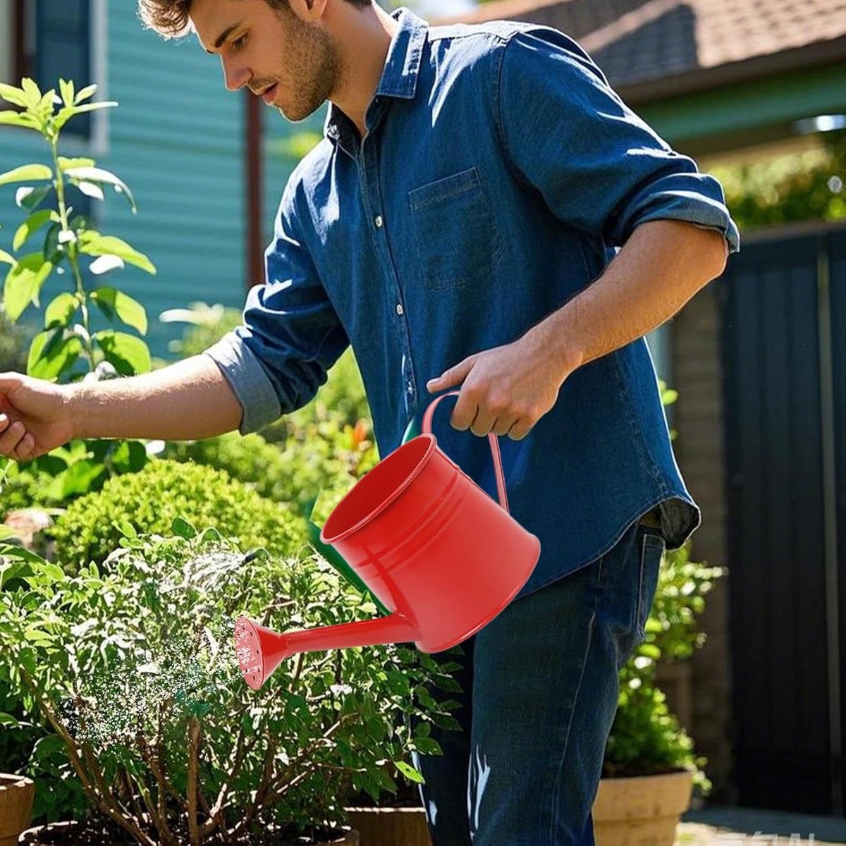 Gieter met Bladeren - Planten waterkan - Planten Verzorgen - Gecontroleerde Waterstroom - 1 Liter Inhoud - Rood