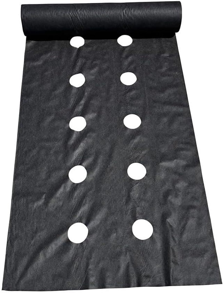 Onkruidbestrijding Bodembedekker - Plantdoek Grondzeil - Planten Beschermen - Voorgeperforeerde Gaten - 08x5m - Zwart
