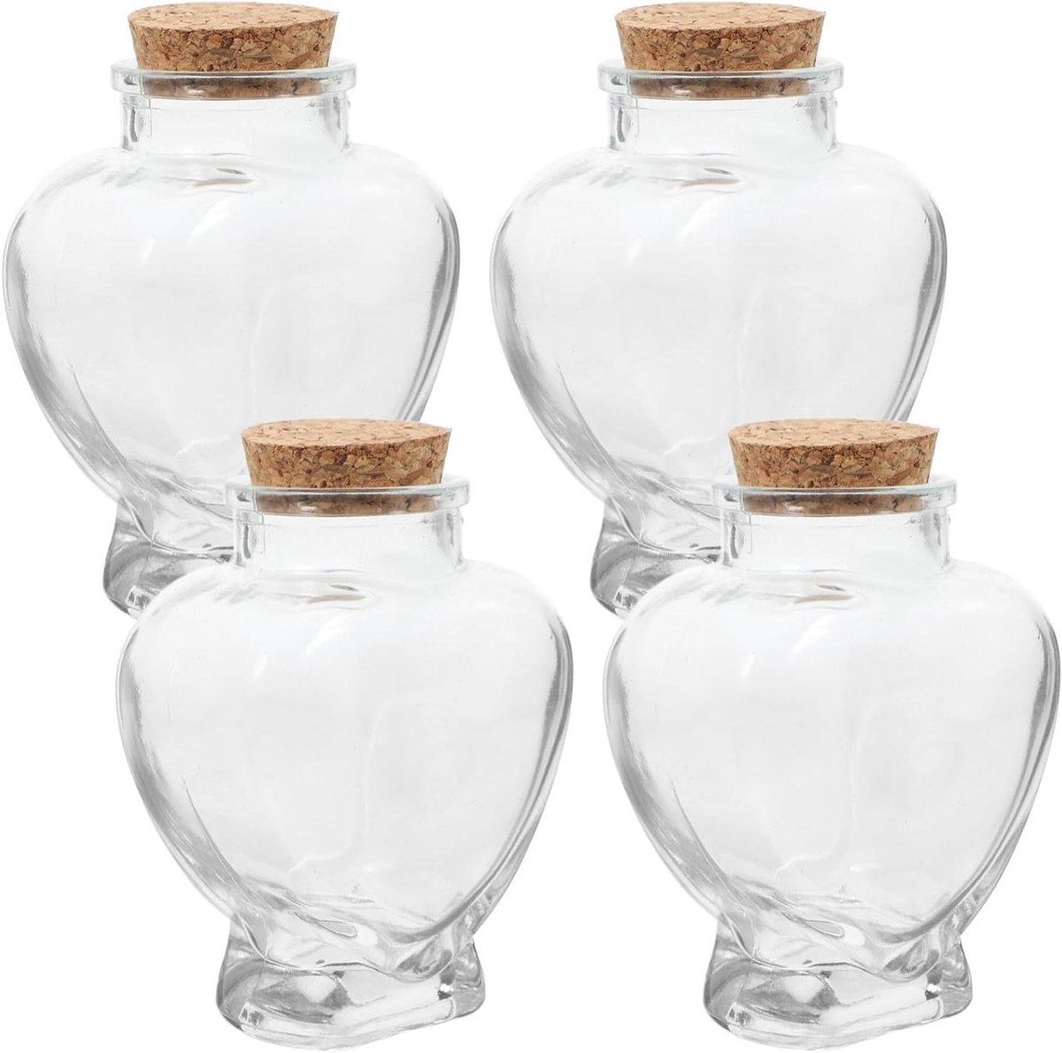 Glazen Hartvormige Flessen - Wenspotjes Decoratief - Herinneringen Bewaren - Set van 4 stu