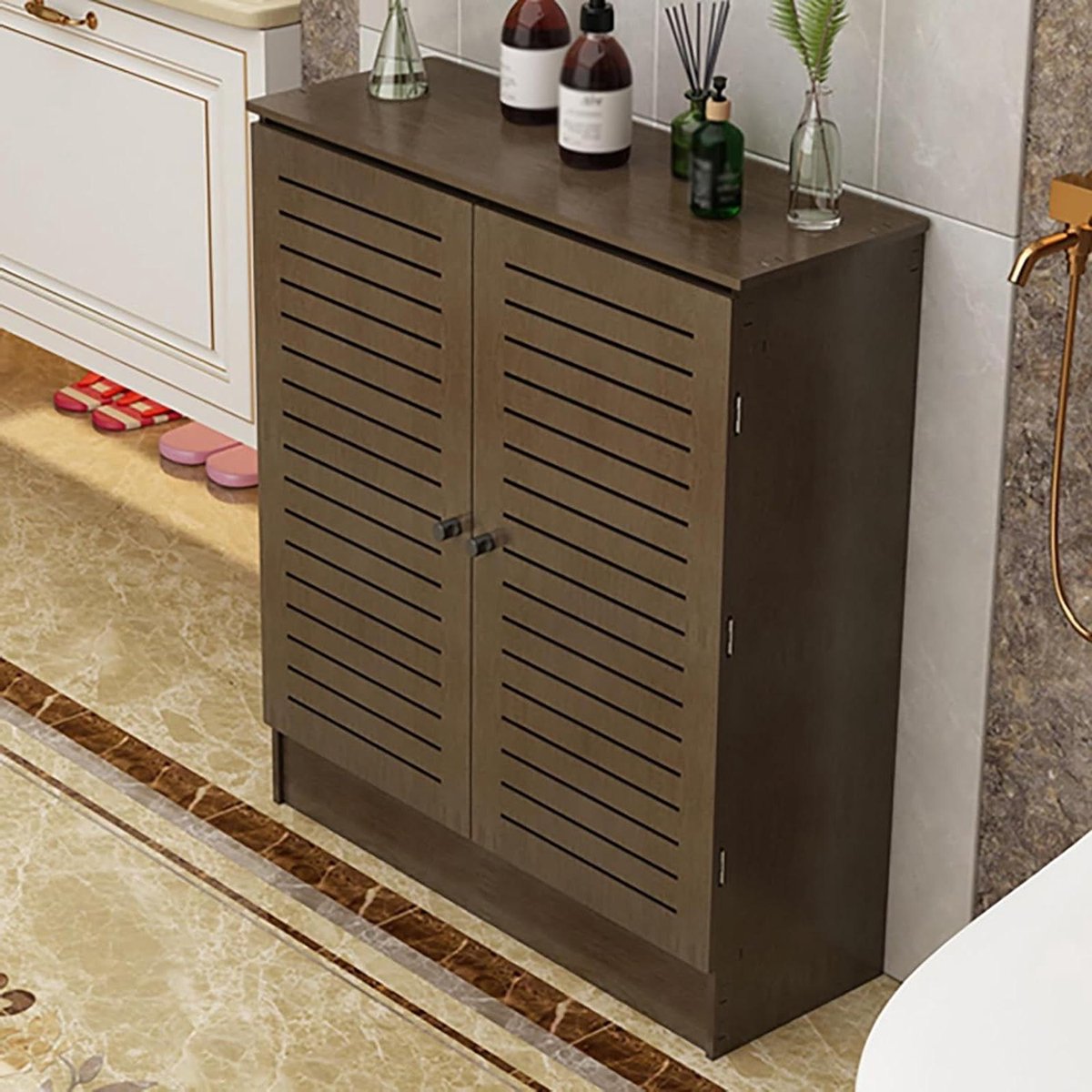 Radiatorafdekking Plank - Verwarmingspaneel - Woonkamer Decoratie - PVC Hout-kunststof - 90 x 90 x 20 cm - Bruin