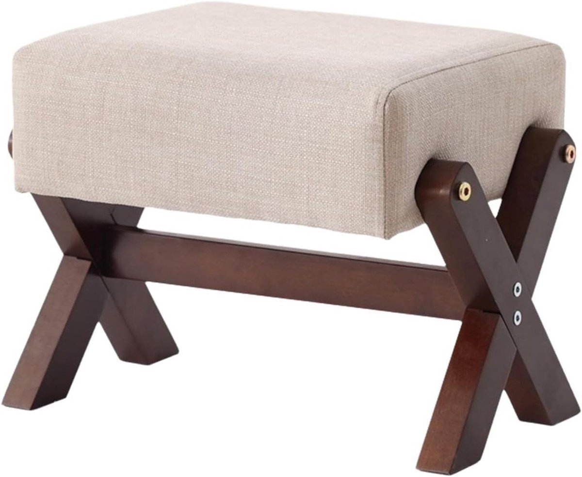 Houten Voetenbankjes - Schoenenbankje Set - Comfortabel Zitten - Stevig X-pootframe - 32x26x27 cm - Grijs