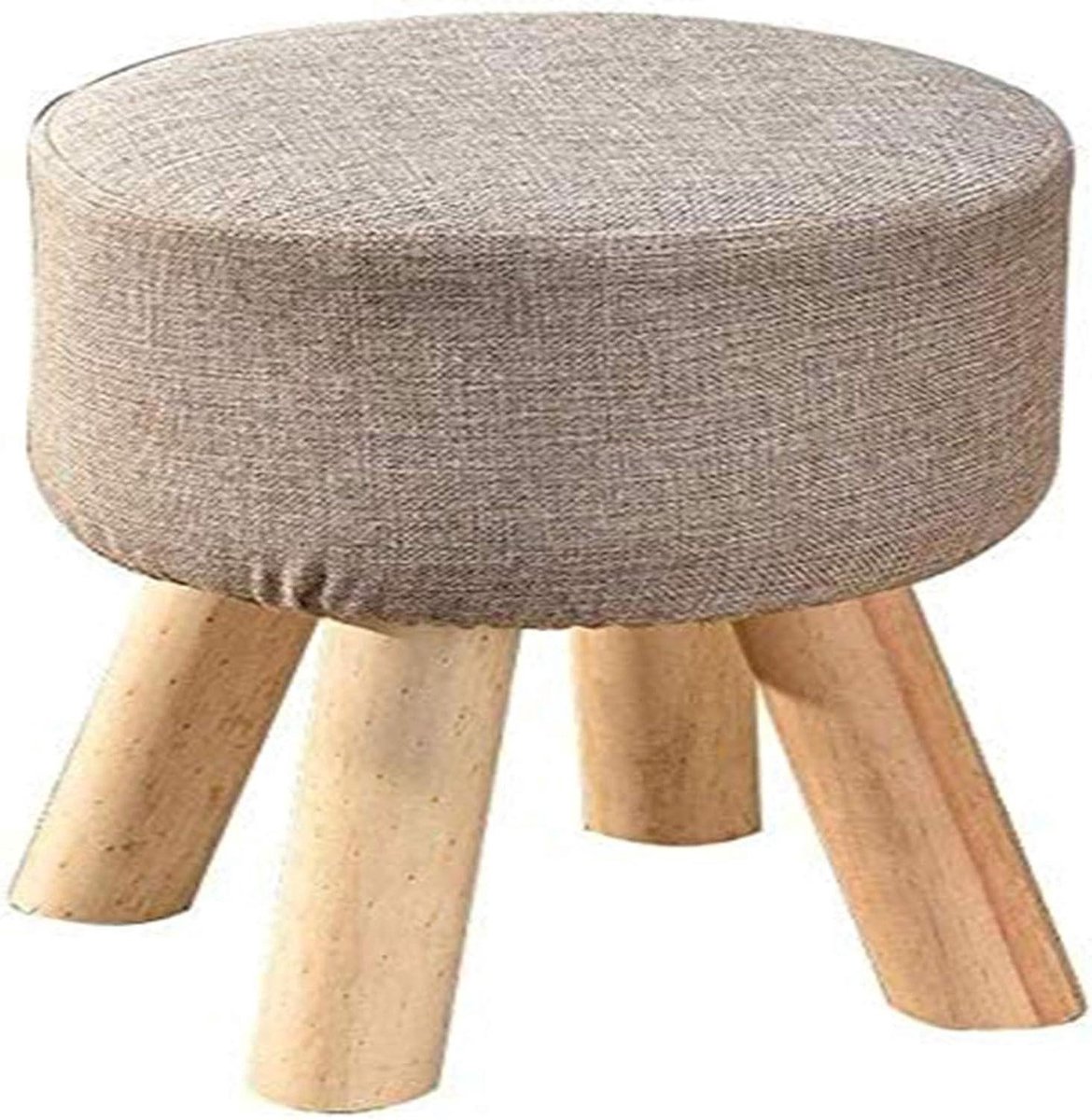 Houten Voetenbankje - Gestoffeerde Kruk - Ontspannen Zitten - Antislip Bodem - 28x40cm - Grijs