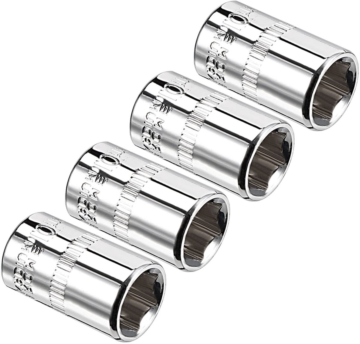 VLEMICO- Ondiepe Socket 4 Stuks - 6-Punts Dopsleutelset - 1/4 Inch x 10 mm - Chroom-Vanadium Staal - Corrosiebestendig - Slijtvast Ontwerp - Dopsleutel