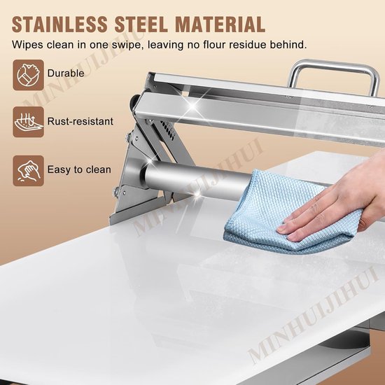 Opvouwbare Pastamachine - Deegroller Machine - Verse Pasta Maken - 56 Dikte Instellingen - 0-25 mm - Zilver — afbeelding 5