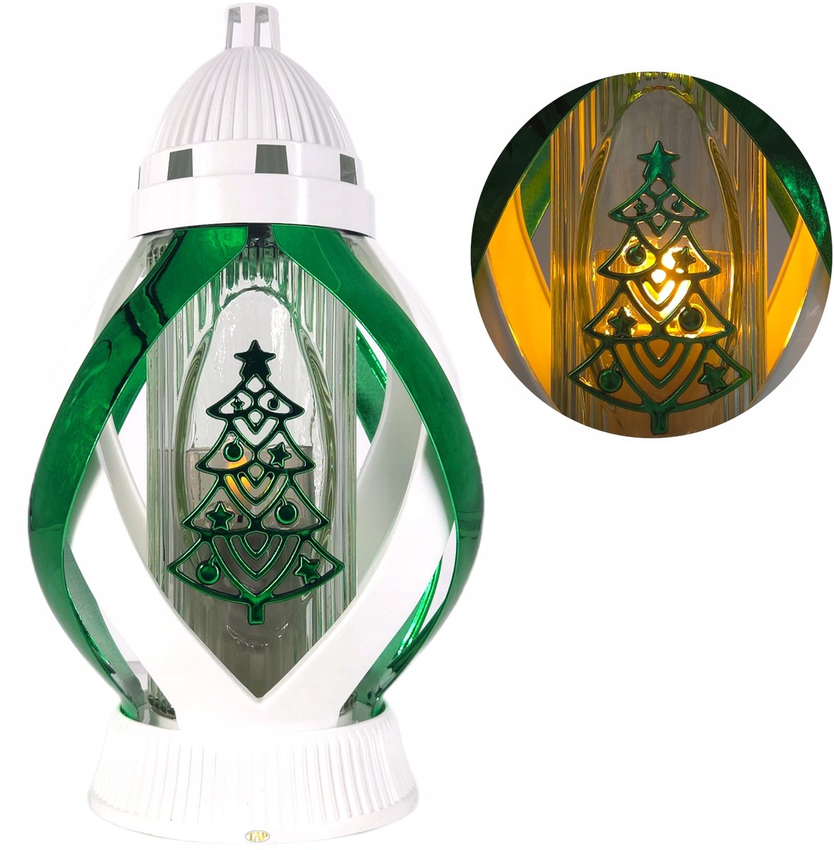 Kerstgraf Licht Metallic Wit Groen 29cm - Elegante Decoratie