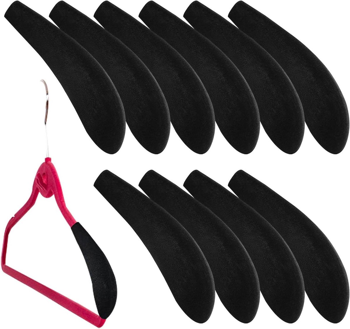Hanger Schouderpads - Kleding Beschermers - Kleding Vorm Behouden - Antislip Velvet - 10 Stuks - Zwart