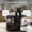 Zwarte en paarse tapijtreiniger met twee aparte watertanks: 950 ml vies water en 1800 ml schoon water.
