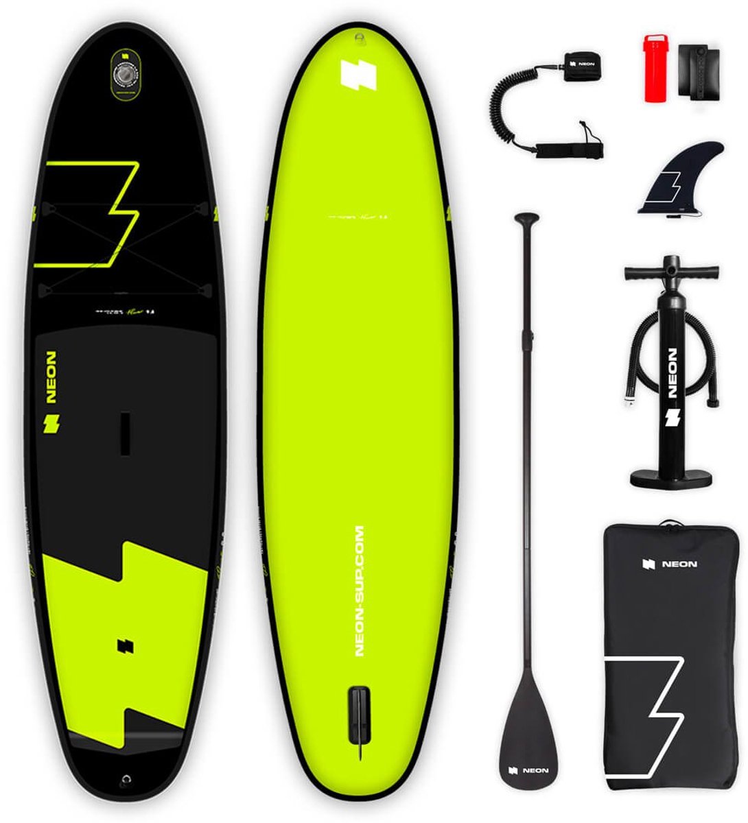 NEON opblaasbaar supboard – stabiel toer- en allroundboard – fluor lime 9'8 – compleet pakket
