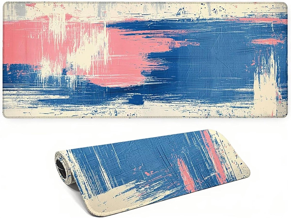 Bureauonderlegger - Bureau mat - Werk en gaming - Waterafstotend oppervlak - 120 x 60 cm - Blauw en roze