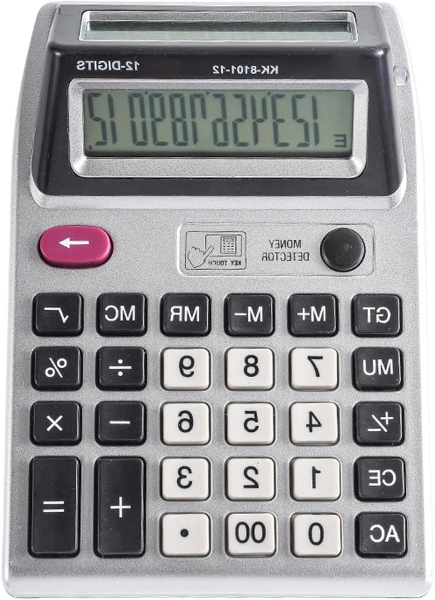 Desktop Rekenmachine - Zakencalculator Kantoor - Snelle Berekeningen - Dubbel Scherm Display - 12 Cijfers - Wit Zwart