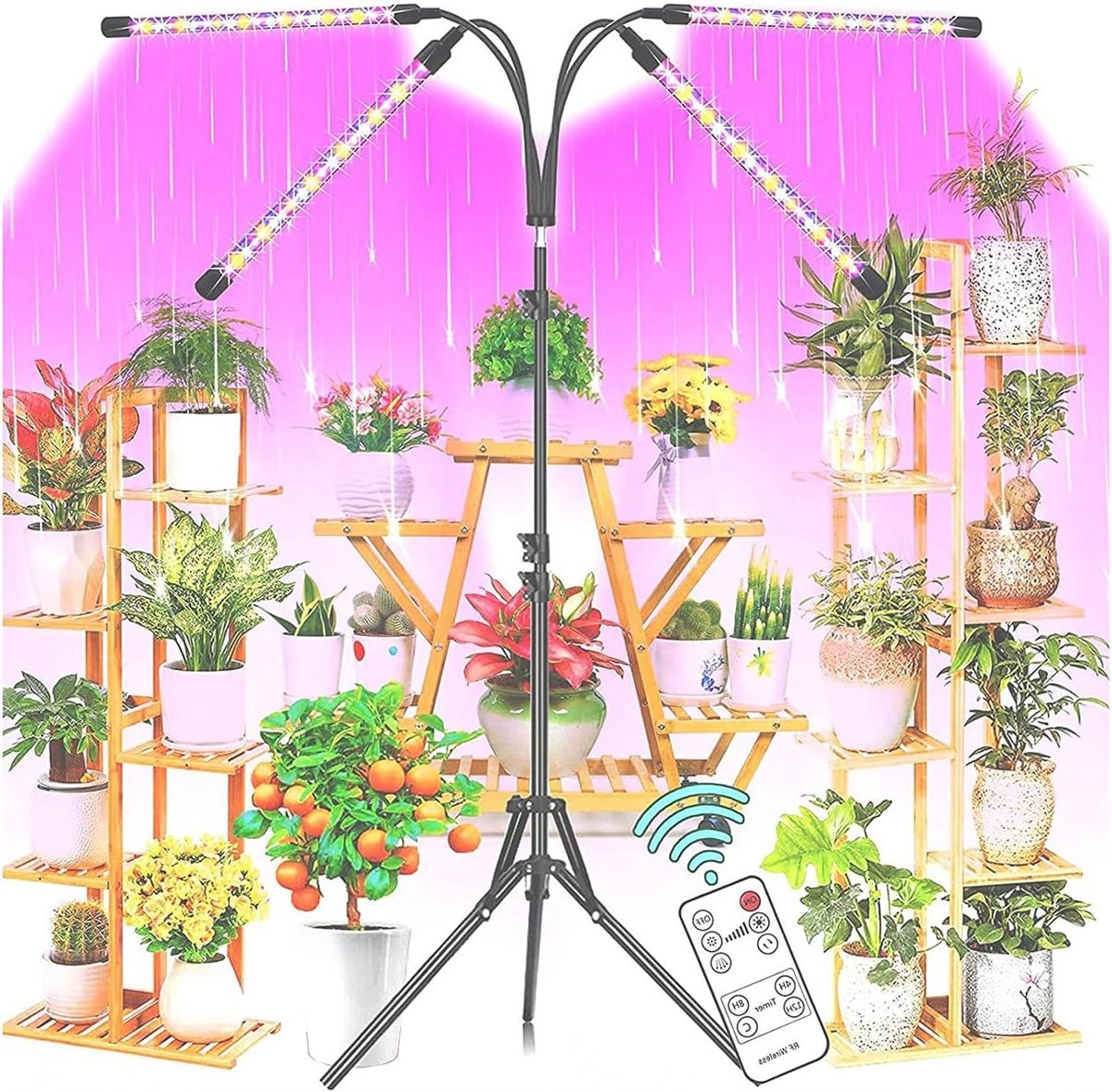 Groeilamp Planten - Verstelbare Lamp - Binnen Planten - 3 Spectra 10 Dim opties - Tot 160 cm - Zwart