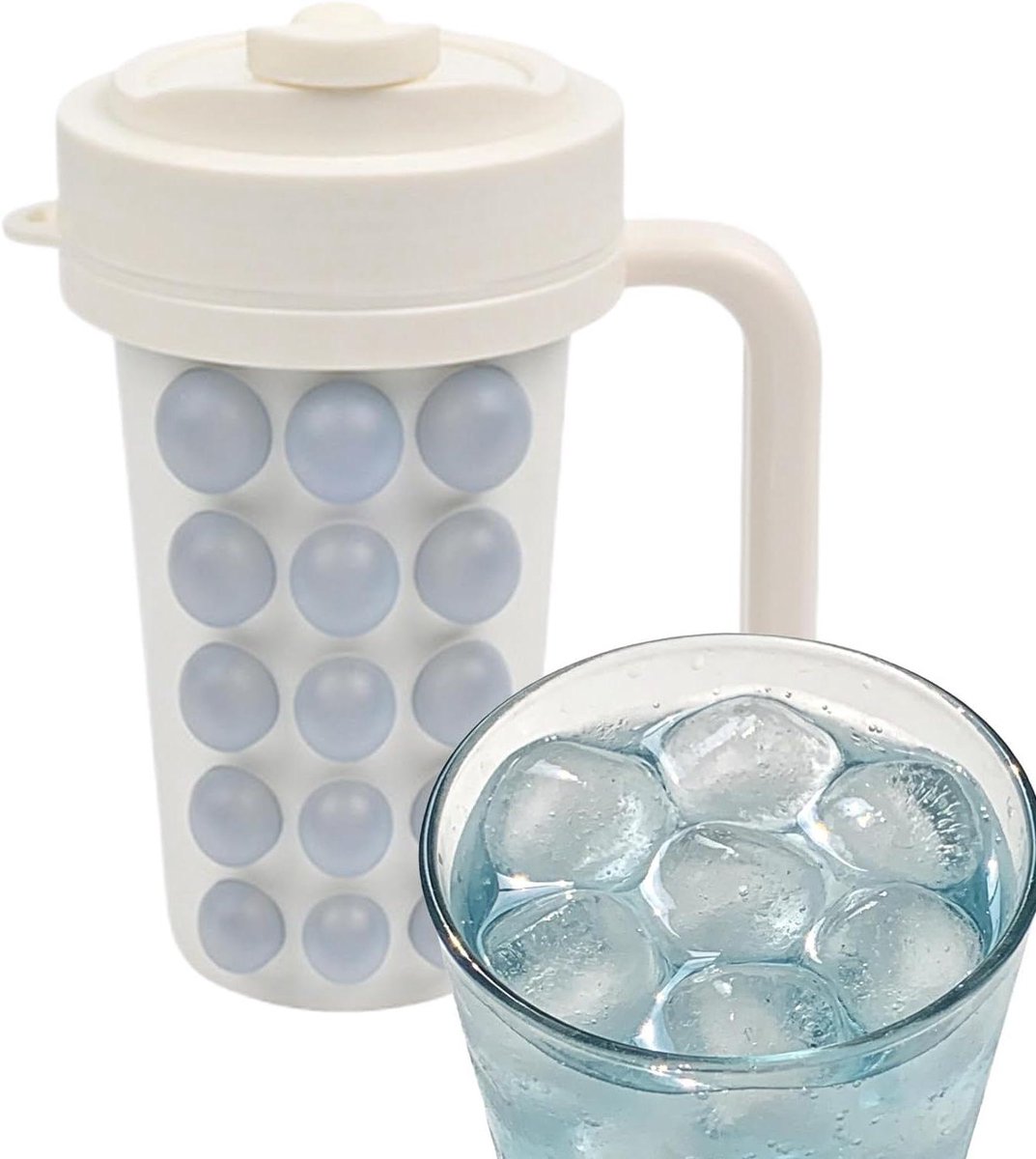 IJsblokjeshouder Beker - Vriezerbak Rietje - Dranken Koelen - Lekdichte Opslag - 600 ml - Crèmekleurig