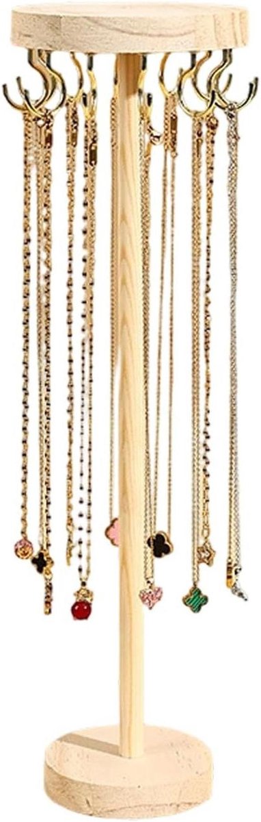 Houten Ketting Display - Sieraden Hanger - Winkel Presentatie - Verstelbare Haken - 263 x 115 cm - Natuurlijk Hout