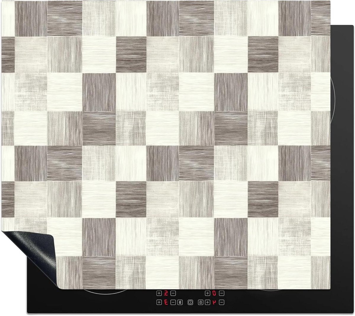 Inductie Beschermer - Kookplaat Mat - Keuken Decoratie - Extra Werkruimte - 59x52 cm - Dambord