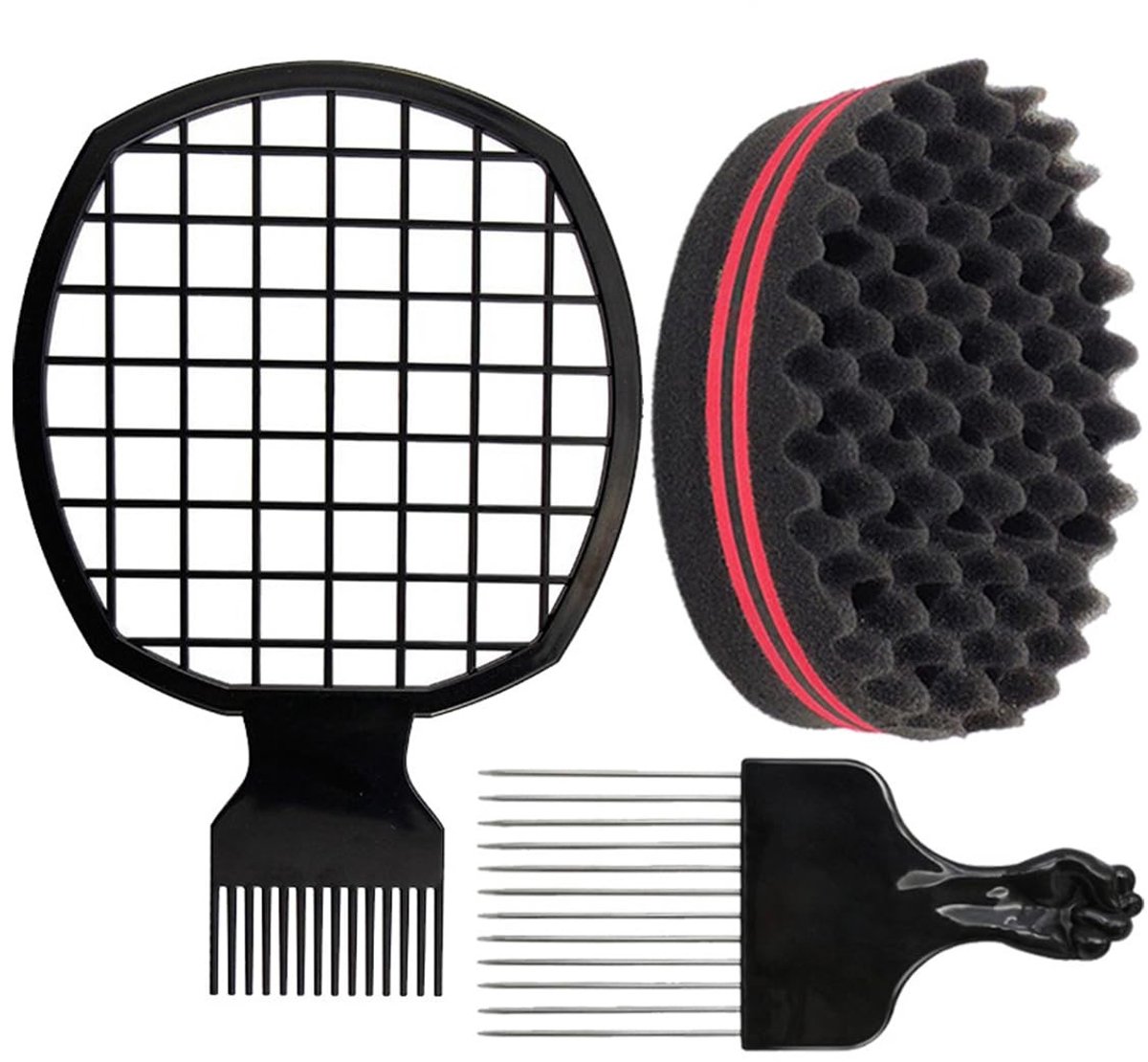 SMOAKEZ- Haarkam met set van 3 - Afro Twist Haarkam - Kappersgereedschap - Lichtgewicht - Multifunctioneel - 18,5x12x0,6cm - Haarstylingtool