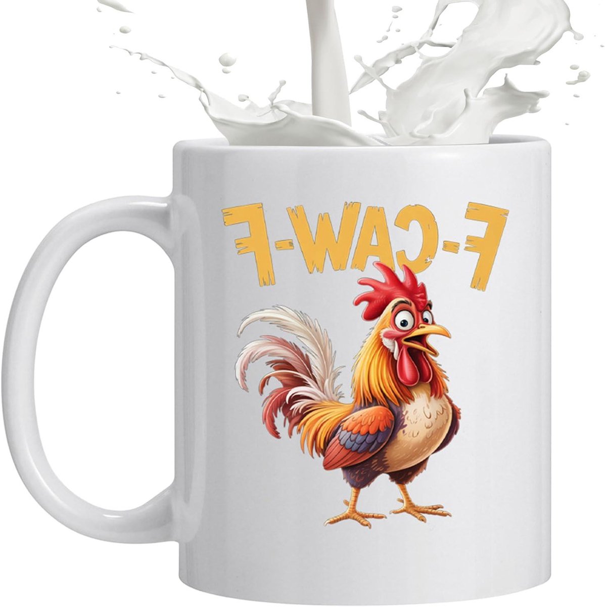 Keramische Mok - Theekop Koffiebeker - Dagelijks Gebruik - Grappig Kippenmotief - 325 ml - Wit