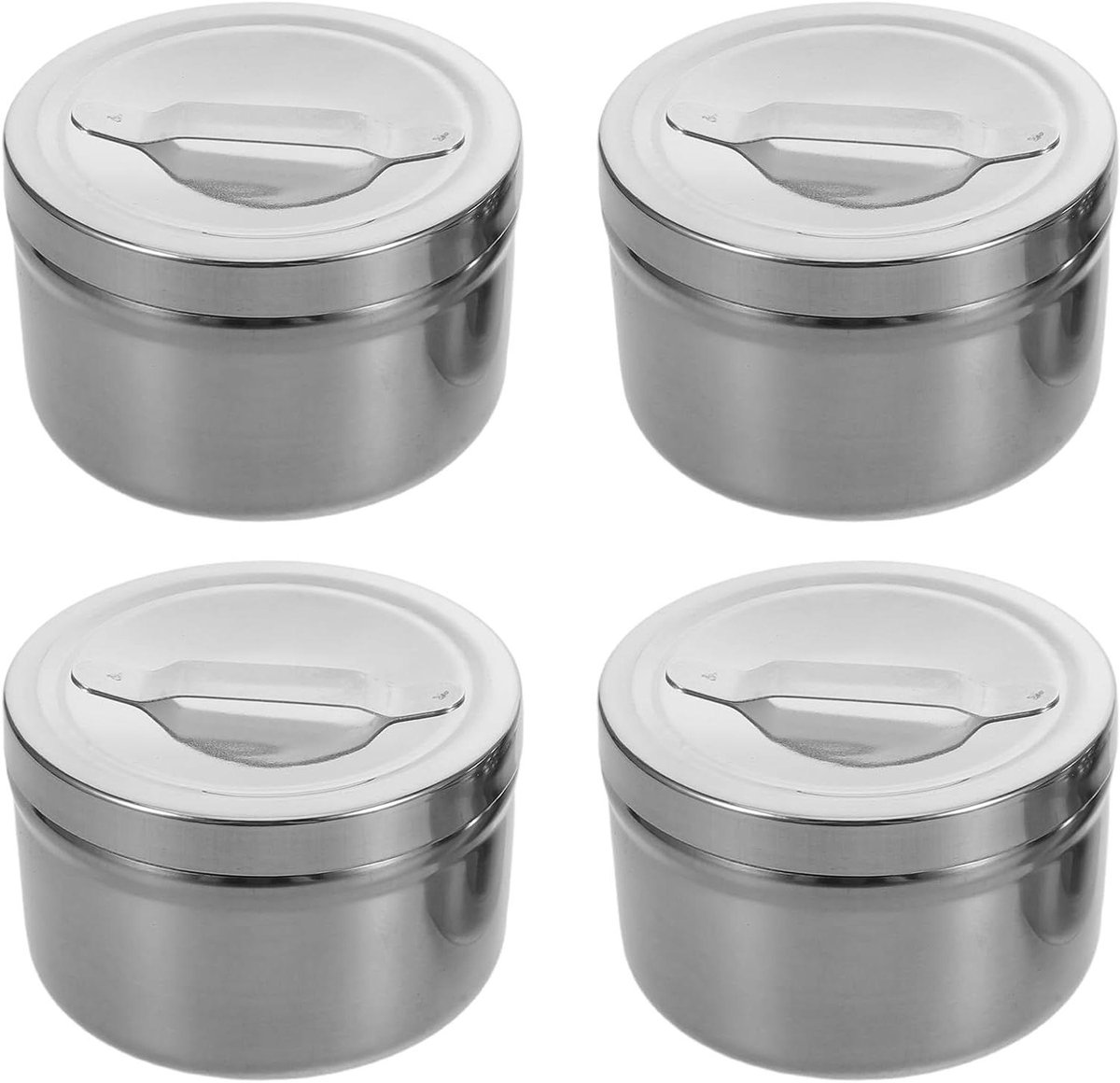 Potjes Wattenschijfjes - Opbergpotjes - Schoonheid Salons - Vochtbestendige Deksel - 7.5x7.5x5 cm - Zilver
