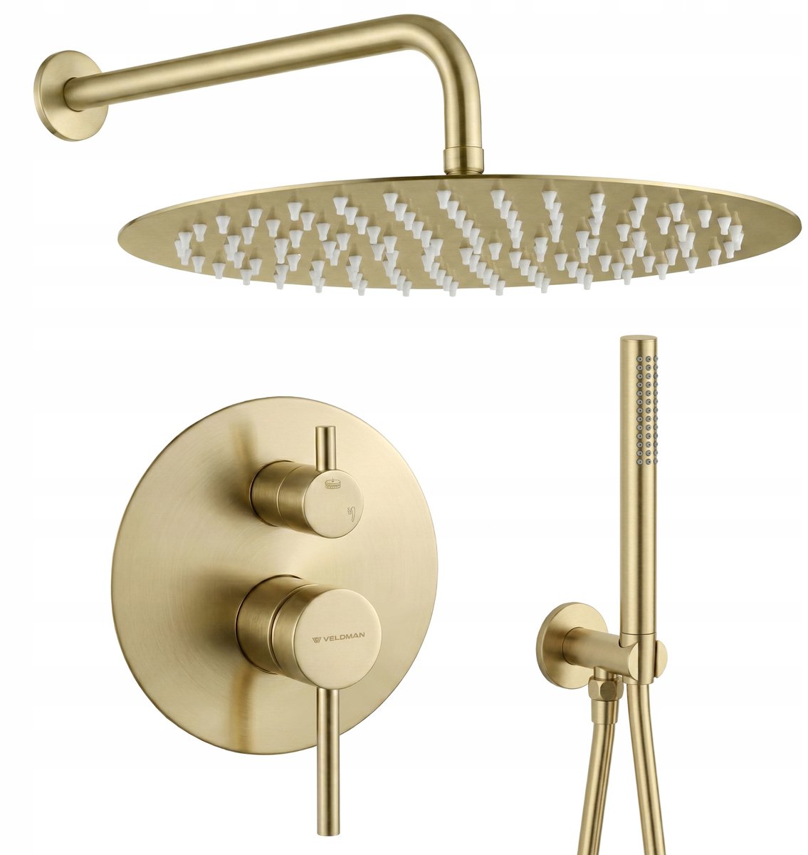 Veldman Cosma Doucheset Inbouw Goud Geborsteld 30cm Regen Douche