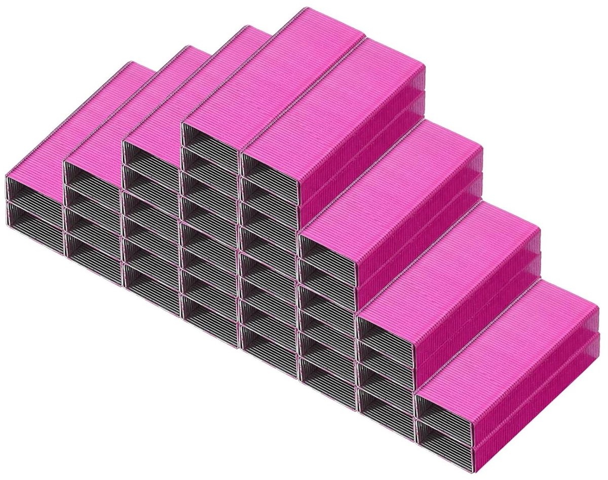 Nietjes Set - Kantoor nietjes - Papier binden - Blokkeervrij ontwerp - 10.000 stuks - Rozerood