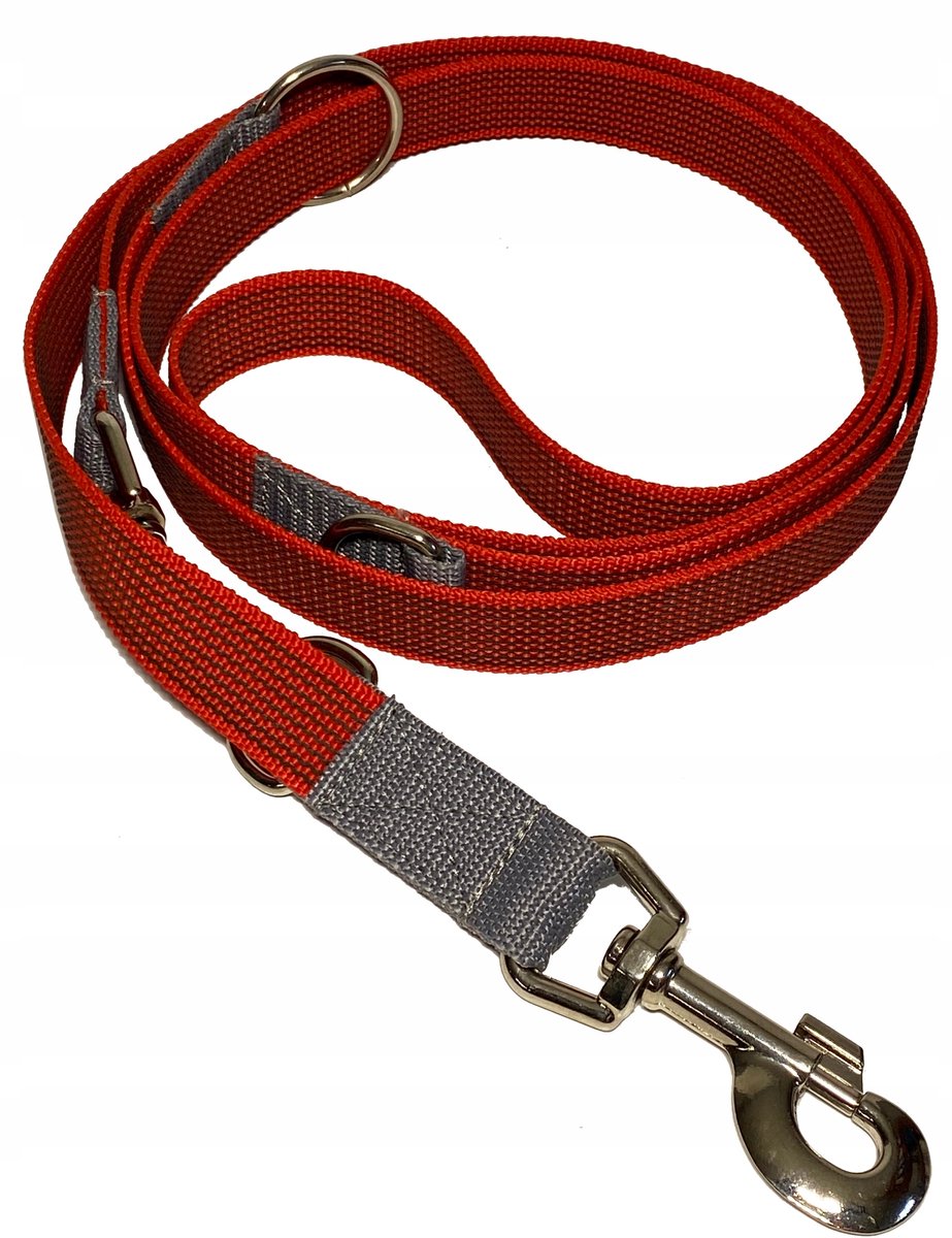 Korte Hondenlijn met Rubberen Band - 25 mm Breed - Rood