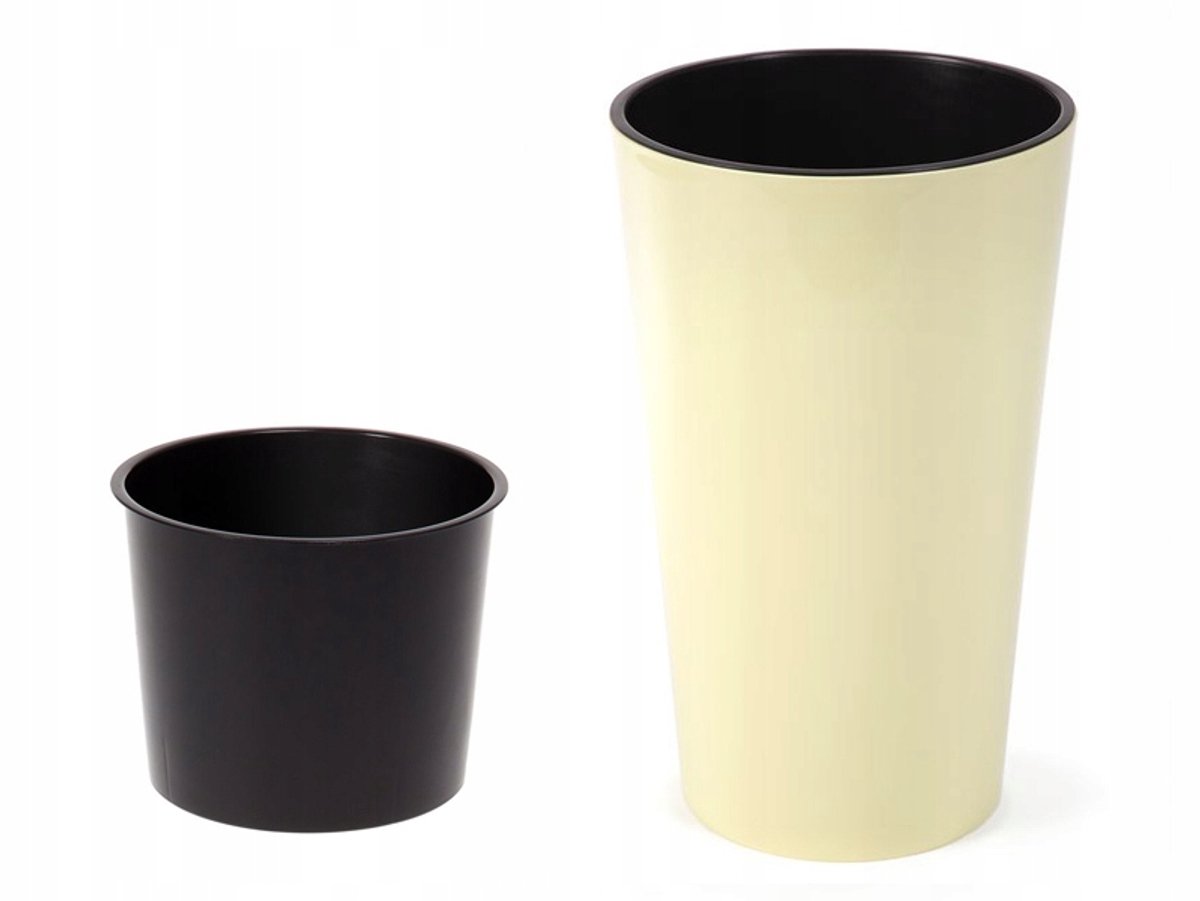 Lamela Lilia Pot 40cm Diameter, 75cm Hoog, Vanille Glans met Inzet