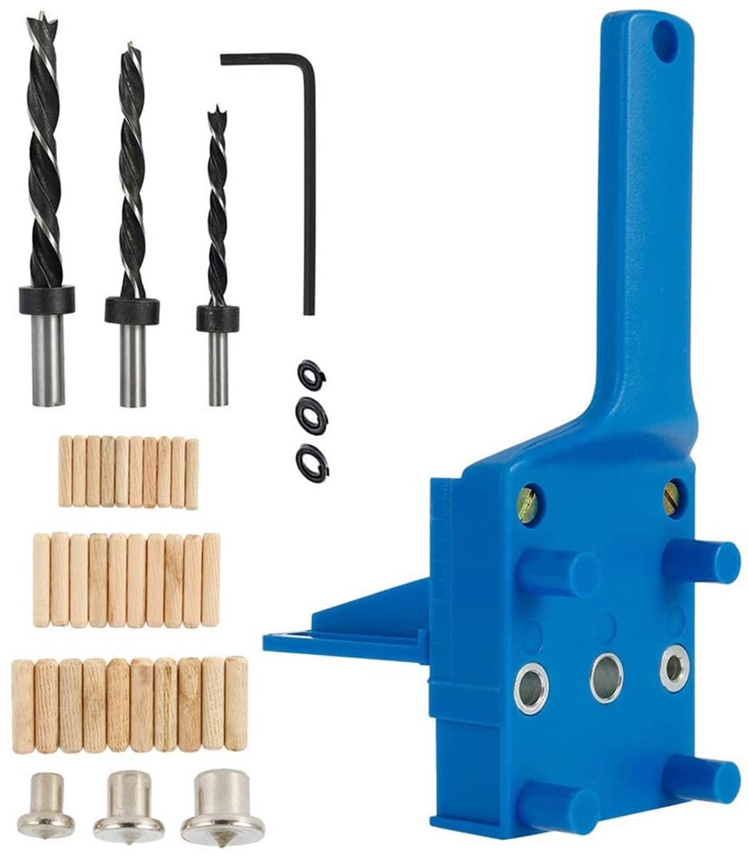 Dailygoods - Houtbewerking pluggen jig set - Handbediend gereedschap - Blauw - Voor 6/8/10 mm pluggen - Geschikt voor elektrische gereedschappen - Hou...