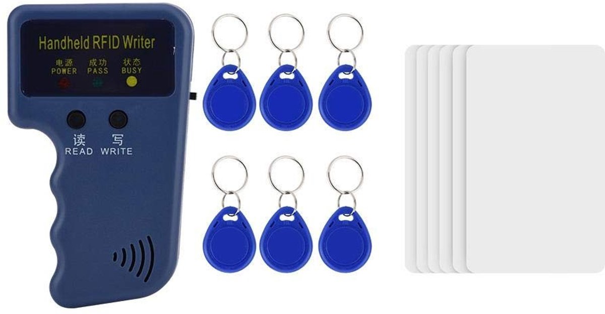 JHUBERS- RFID-duplicator Draagbaar - Leesbare schrijversduplicator - 6 Beschrijfbare etiketten - 6 Kaarten - Gemeenschapskantoor - Compact ontwerp - RFID-kopieerapparaat