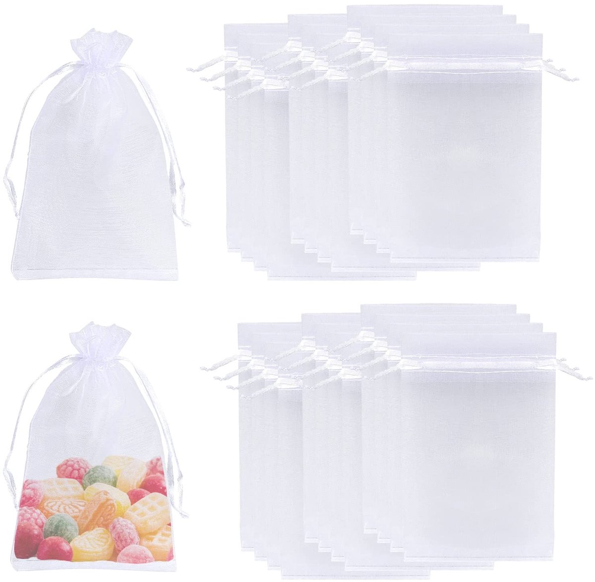JHUBERS- Organza zakjes 100 stuks - 7 x 9 cm - Geschenktas - Sieradenzakjes - Snoepzakjes - Cadeauzakjes voor feest - Bruiloft/Festival - Geschenkzakjes